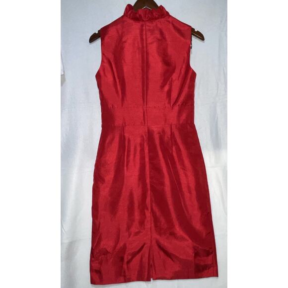JESSICA HOWARD RED SLEEVELESS RUFFLE TRIM‎ NECKLINE DRESS Size 6 NWT - Picture 2 of 12